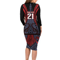 Custom New Zealand Family Matching Long Sleeve Bodycon Dress and Hawaiian Shirt Maori Kiwiana Pattern Tukutuku Motif