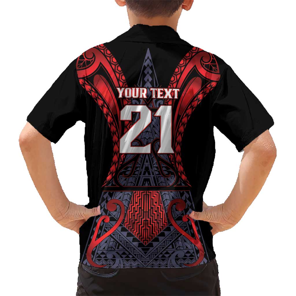 Custom New Zealand Family Matching Off The Shoulder Long Sleeve Dress and Hawaiian Shirt Maori Kiwiana Pattern Tukutuku Motif