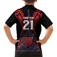 Custom New Zealand Family Matching Off The Shoulder Long Sleeve Dress and Hawaiian Shirt Maori Kiwiana Pattern Tukutuku Motif