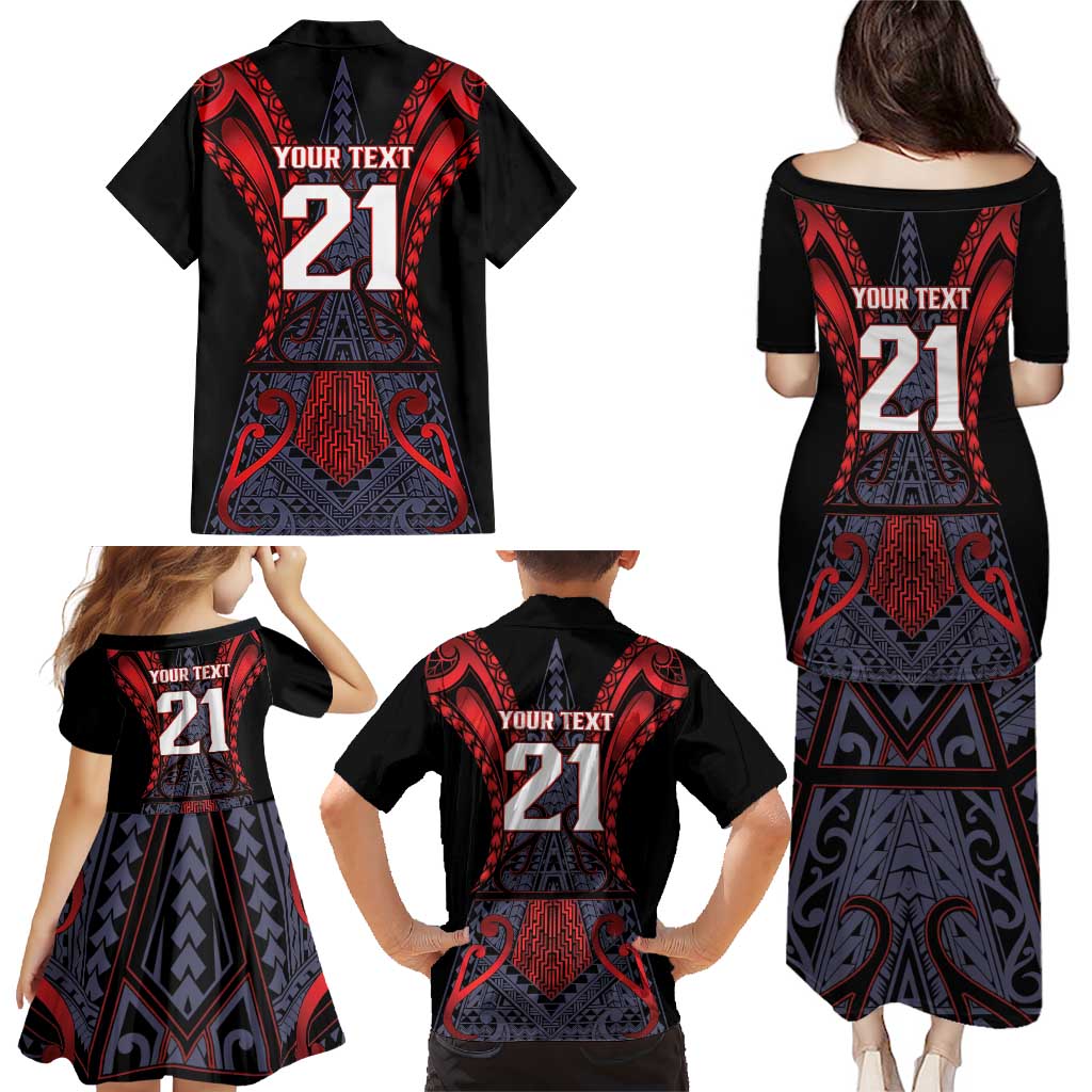 Custom New Zealand Family Matching Puletasi and Hawaiian Shirt Maori Kiwiana Pattern Tukutuku Motif
