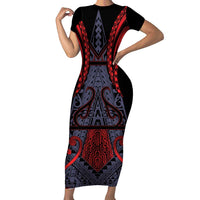Custom New Zealand Family Matching Short Sleeve Bodycon Dress and Hawaiian Shirt Maori Kiwiana Pattern Tukutuku Motif