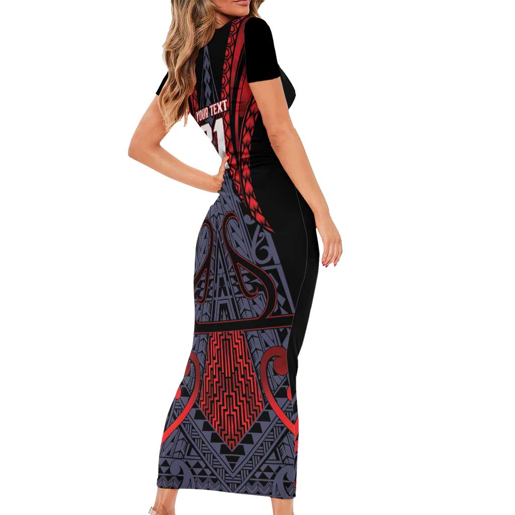 Custom New Zealand Family Matching Short Sleeve Bodycon Dress and Hawaiian Shirt Maori Kiwiana Pattern Tukutuku Motif