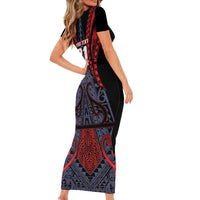 Custom New Zealand Family Matching Short Sleeve Bodycon Dress and Hawaiian Shirt Maori Kiwiana Pattern Tukutuku Motif