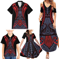 Custom New Zealand Family Matching Summer Maxi Dress and Hawaiian Shirt Maori Kiwiana Pattern Tukutuku Motif