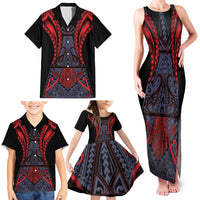 Custom New Zealand Family Matching Tank Maxi Dress and Hawaiian Shirt Maori Kiwiana Pattern Tukutuku Motif