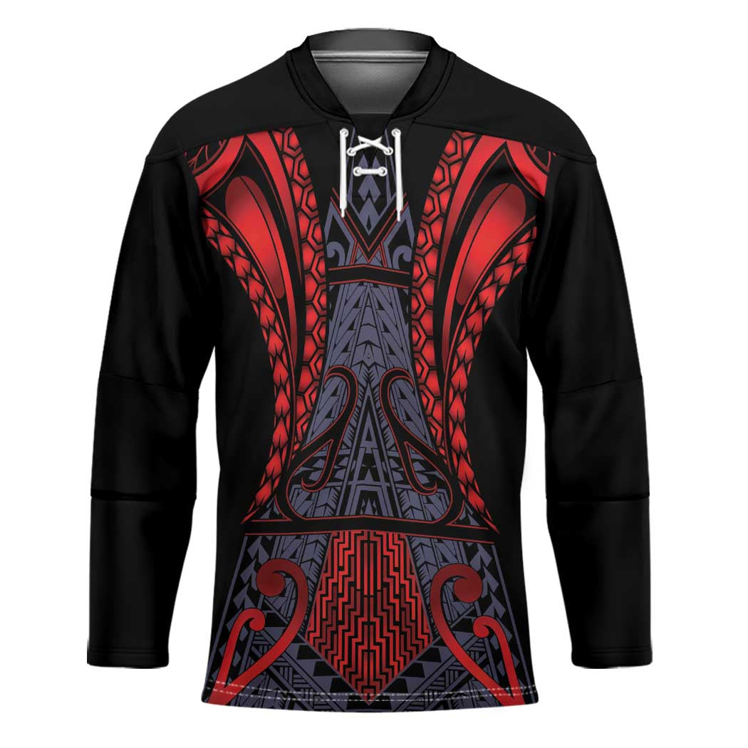 Custom New Zealand Hockey Jersey Maori Kiwiana Pattern Tukutuku Motif LT9 Unisex Red - Polynesian Pride