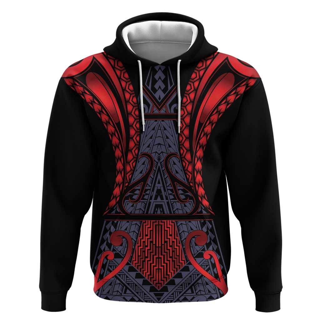 Custom New Zealand Hoodie Maori Kiwiana Pattern Tukutuku Motif LT9 Pullover Hoodie Red - Polynesian Pride