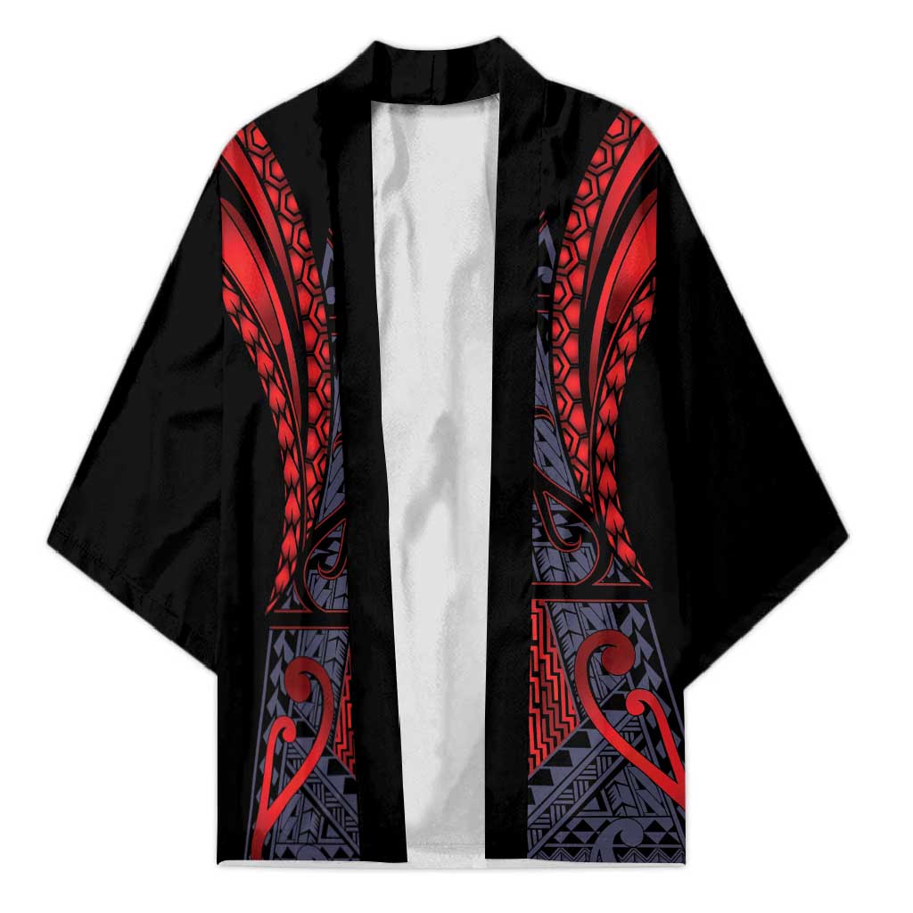 Custom New Zealand Kimono Maori Kiwiana Pattern Tukutuku Motif LT9 Unisex Red - Polynesian Pride