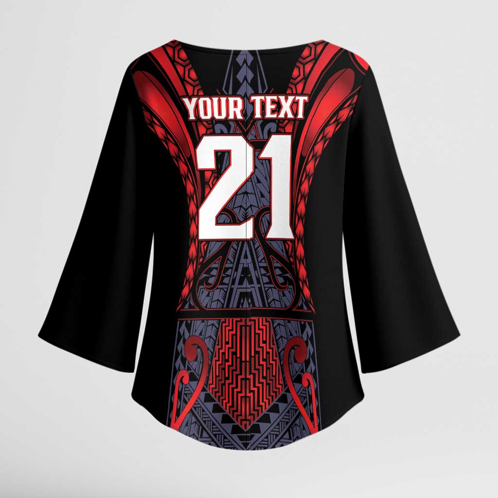 Custom New Zealand Kimono Sleeve Blouse Maori Kiwiana Pattern Tukutuku Motif LT9 - Polynesian Pride