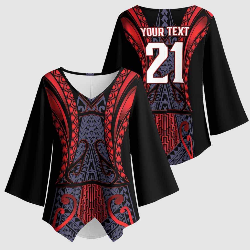 Custom New Zealand Kimono Sleeve Blouse Maori Kiwiana Pattern Tukutuku Motif LT9 - Polynesian Pride