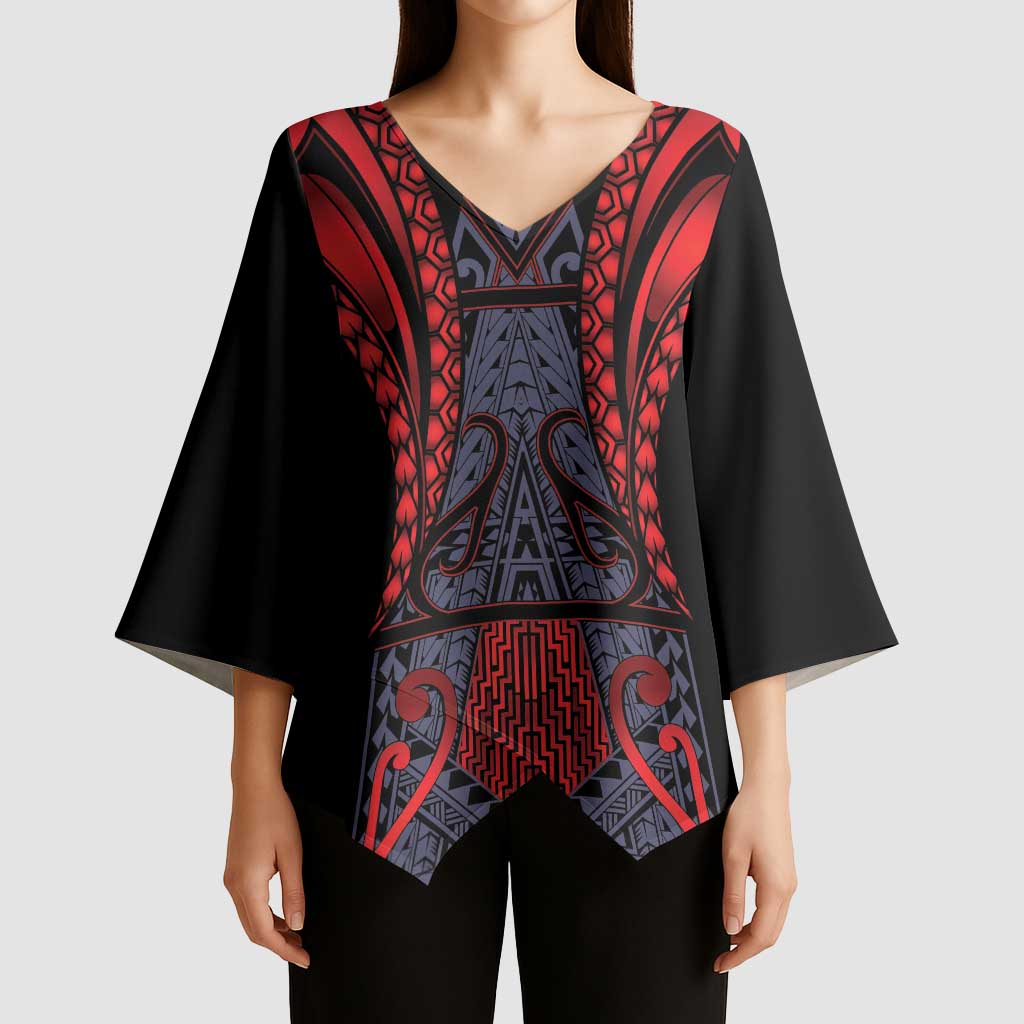 Custom New Zealand Kimono Sleeve Blouse Maori Kiwiana Pattern Tukutuku Motif LT9 - Polynesian Pride