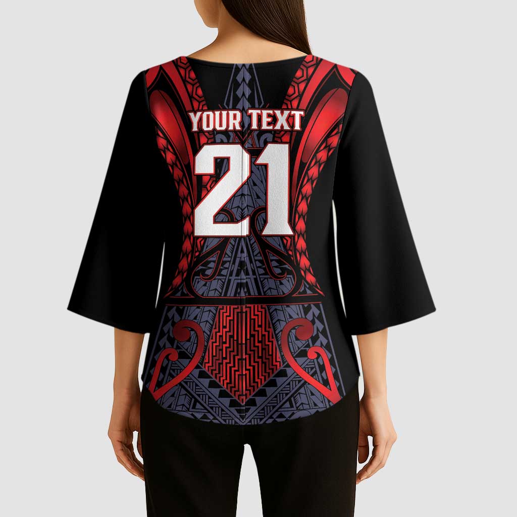 Custom New Zealand Kimono Sleeve Blouse Maori Kiwiana Pattern Tukutuku Motif LT9 - Polynesian Pride