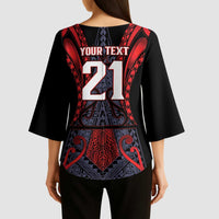 Custom New Zealand Kimono Sleeve Blouse Maori Kiwiana Pattern Tukutuku Motif LT9 - Polynesian Pride