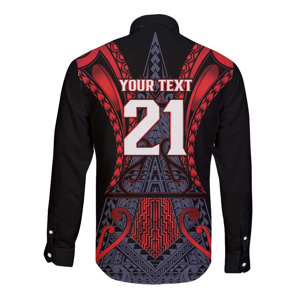 Custom New Zealand Long Sleeve Button Shirt Maori Kiwiana Pattern Tukutuku Motif LT9 - Polynesian Pride