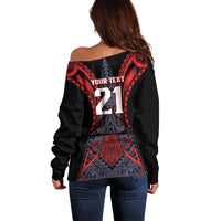 Custom New Zealand Off Shoulder Sweater Maori Kiwiana Pattern Tukutuku Motif LT9 - Polynesian Pride