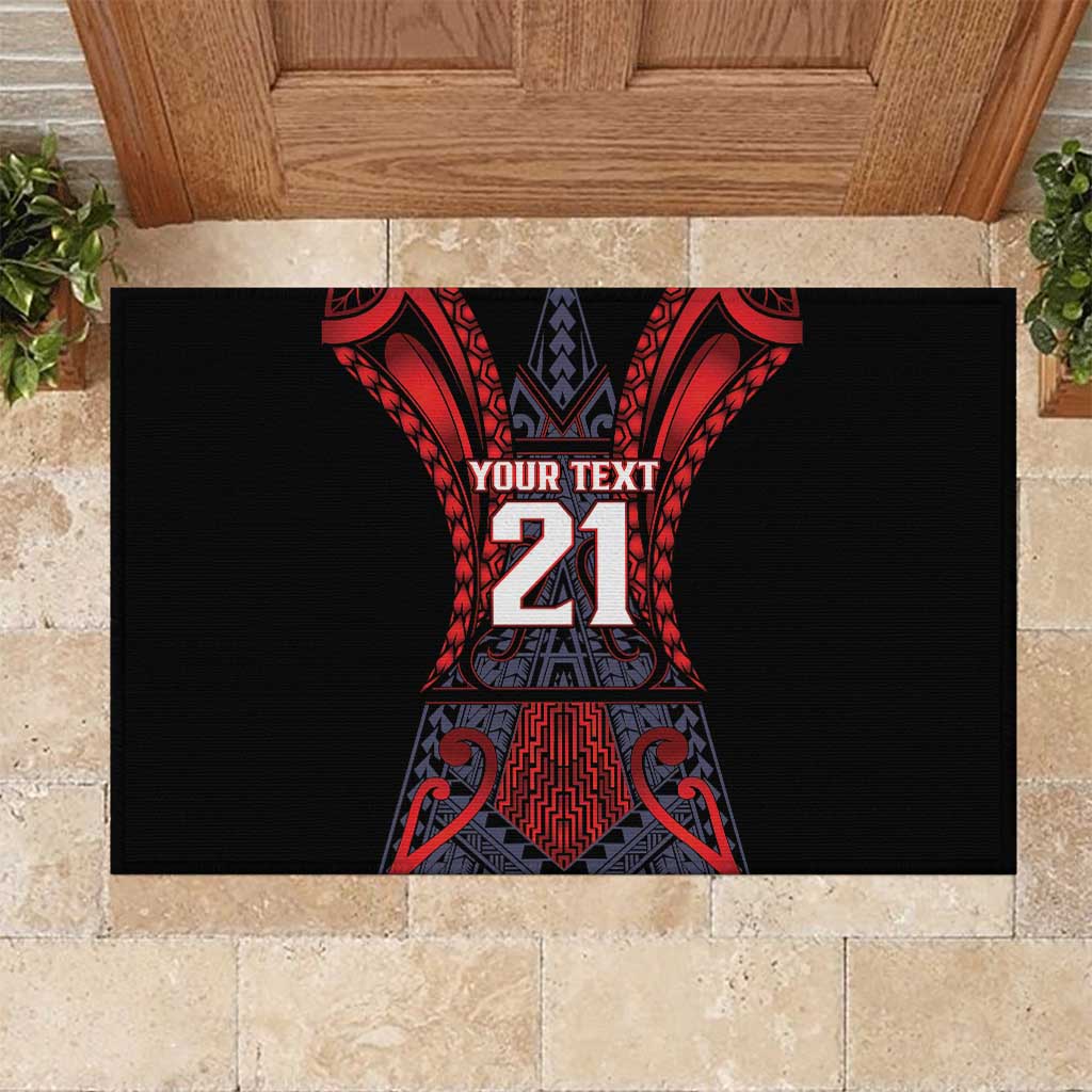Custom New Zealand Rubber Doormat Maori Kiwiana Pattern Tukutuku Motif LT9 Red - Polynesian Pride