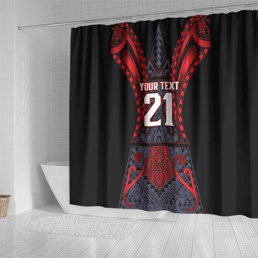 Custom New Zealand Shower Curtain Maori Kiwiana Pattern Tukutuku Motif LT9 - Polynesian Pride