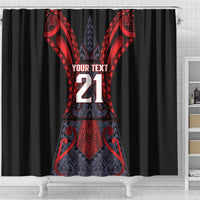 Custom New Zealand Shower Curtain Maori Kiwiana Pattern Tukutuku Motif LT9 - Polynesian Pride