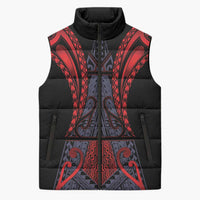 Custom New Zealand Sleeveless Puffer Jacket Maori Kiwiana Pattern Tukutuku Motif LT9 Unisex Red - Polynesian Pride