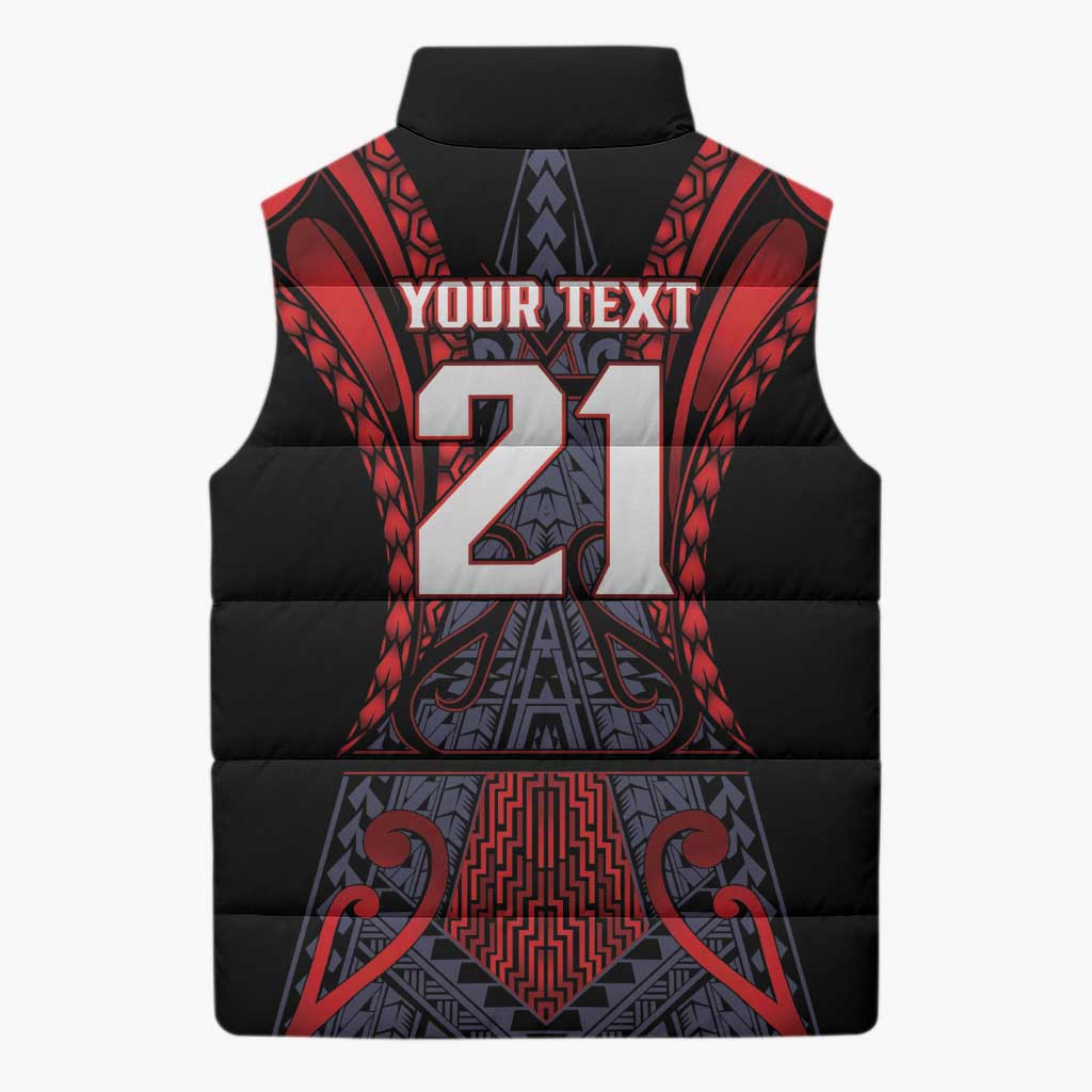 Custom New Zealand Sleeveless Puffer Jacket Maori Kiwiana Pattern Tukutuku Motif LT9 - Polynesian Pride