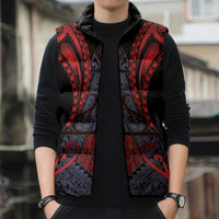 Custom New Zealand Sleeveless Puffer Jacket Maori Kiwiana Pattern Tukutuku Motif LT9 - Polynesian Pride