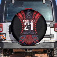 Custom New Zealand Spare Tire Cover Maori Kiwiana Pattern Tukutuku Motif LT9 Red - Polynesian Pride