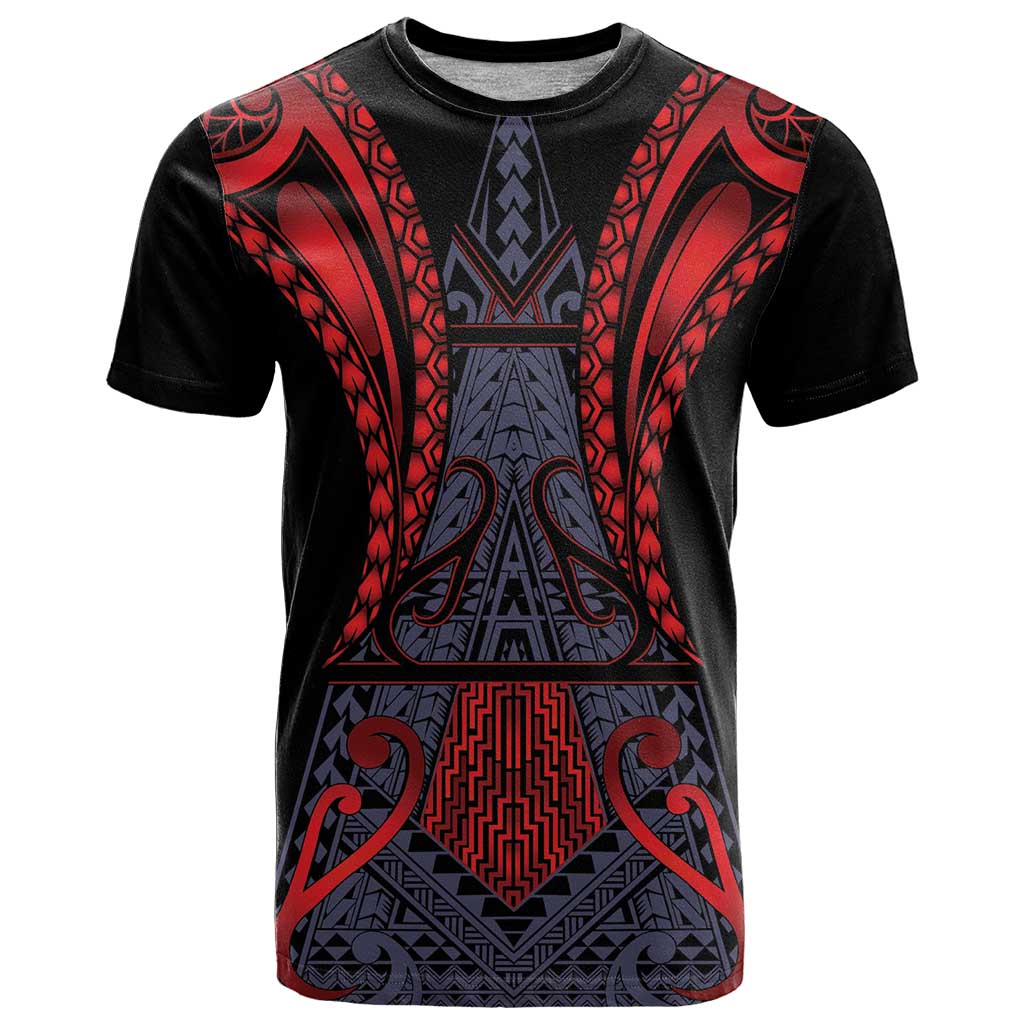 Custom New Zealand T Shirt Maori Kiwiana Pattern Tukutuku Motif LT9 Red - Polynesian Pride