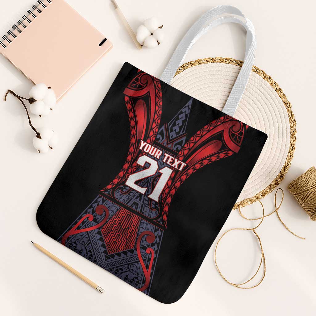 Custom New Zealand Tote Bag Maori Kiwiana Pattern Tukutuku Motif LT9 White Strap One Size Red - Polynesian Pride