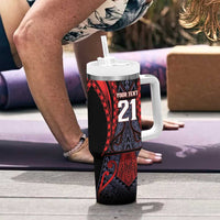 Custom New Zealand Tumbler With Handle Maori Kiwiana Pattern Tukutuku Motif LT9 - Polynesian Pride