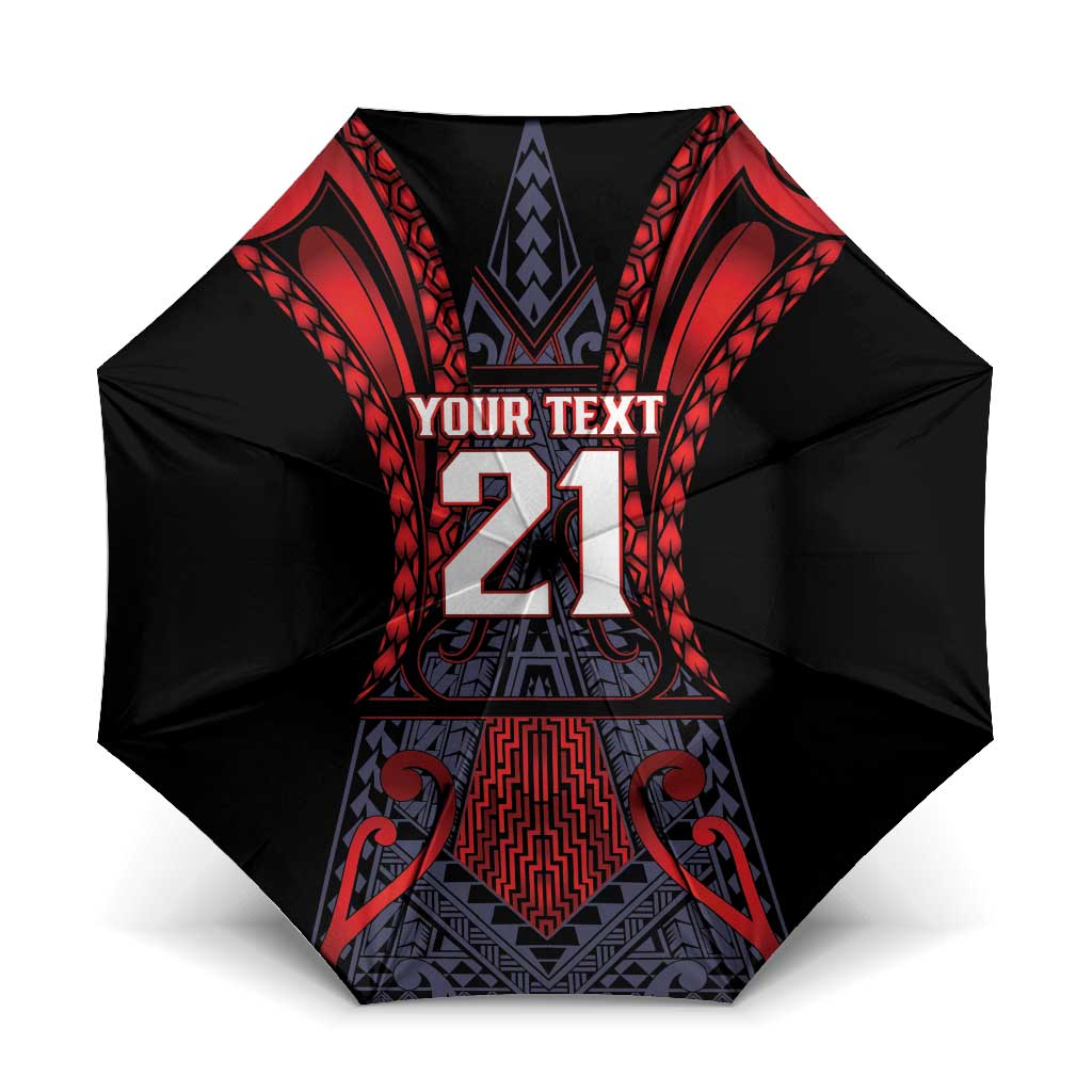Custom New Zealand Umbrella Maori Kiwiana Pattern Tukutuku Motif LT9 One Size Folded 11.42 inch Opened Diameter 37.4 inch Red - Polynesian Pride