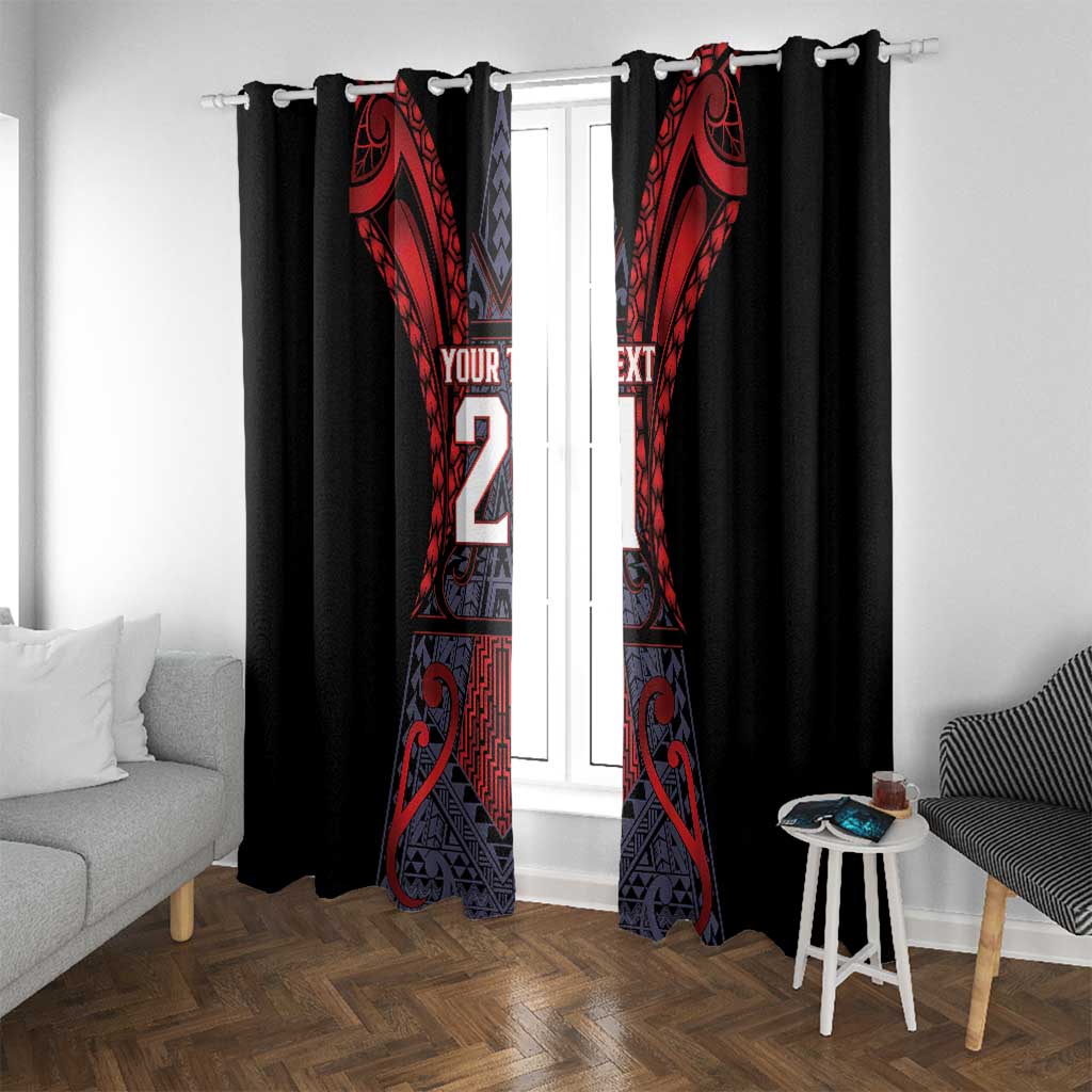 Custom New Zealand Window Curtain Maori Kiwiana Pattern Tukutuku Motif LT9 With Grommets Red - Polynesian Pride