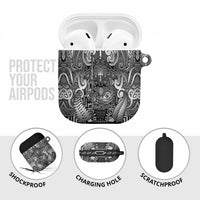 New Zealand Taiaha Maori AirPods Case Kiwikiwi Minimalist Silver Fern Tukutuku Motif