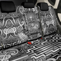 New Zealand Taiaha Maori Back Car Seat Cover Kiwikiwi Minimalist Silver Fern Tukutuku Motif