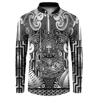 Custom New Zealand Taiaha Maori Button Sweatshirt Kiwikiwi Minimalist Silver Fern Tukutuku Motif
