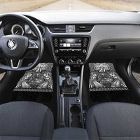 Custom New Zealand Taiaha Maori Car Mats Kiwikiwi Minimalist Silver Fern Tukutuku Motif