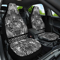 New Zealand Taiaha Maori Car Seat Cover Kiwikiwi Minimalist Silver Fern Tukutuku Motif