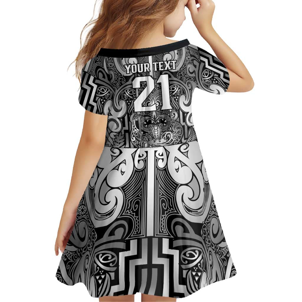 Custom New Zealand Taiaha Maori Family Matching Long Sleeve Bodycon Dress and Hawaiian Shirt Kiwikiwi Minimalist Silver Fern Tukutuku Motif