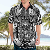 Custom New Zealand Taiaha Maori Hawaiian Shirt Kiwikiwi Minimalist Silver Fern Tukutuku Motif