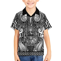 Custom New Zealand Taiaha Maori Hawaiian Shirt Kiwikiwi Minimalist Silver Fern Tukutuku Motif