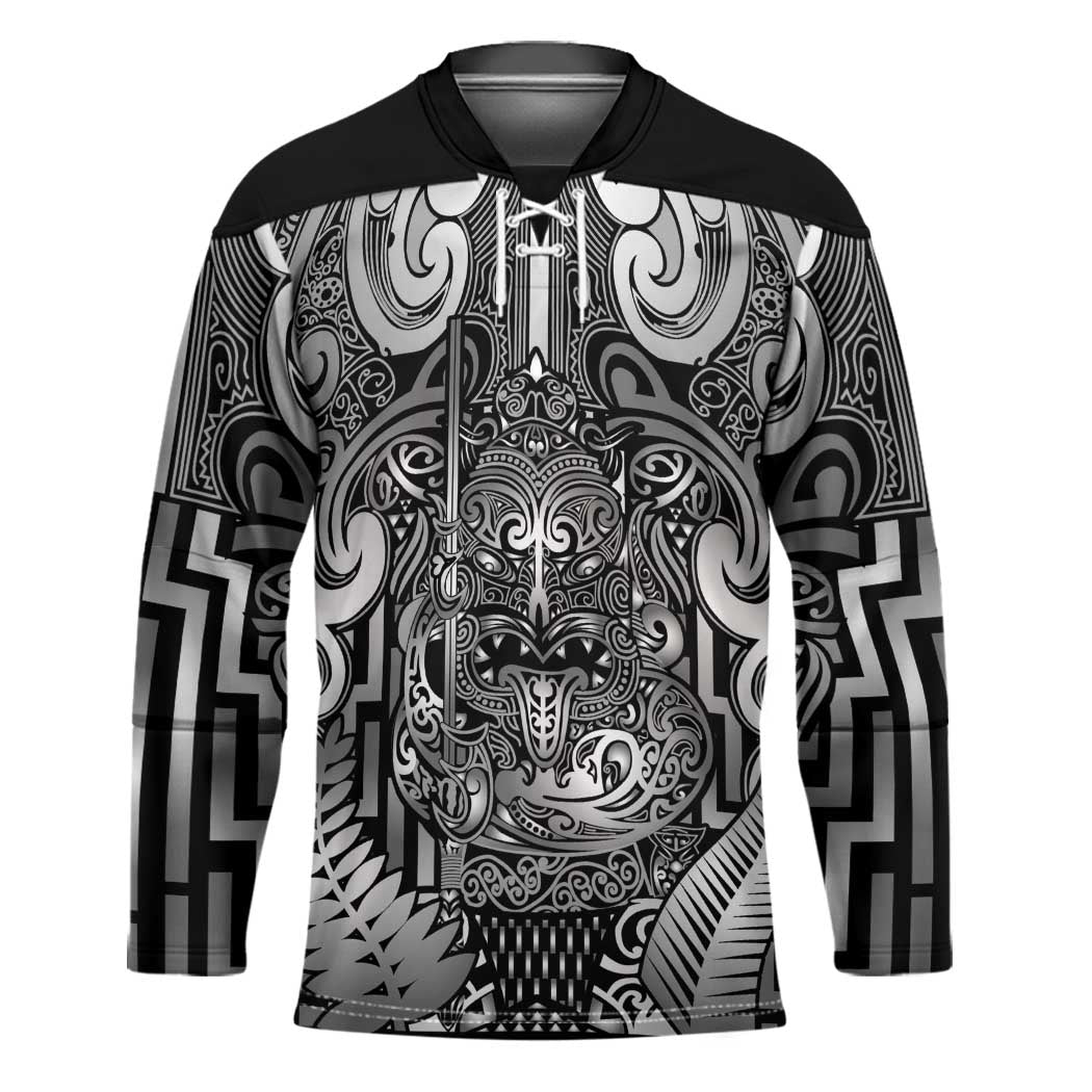 Custom New Zealand Taiaha Maori Hockey Jersey Kiwikiwi Minimalist Silver Fern Tukutuku Motif