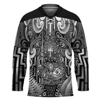 Custom New Zealand Taiaha Maori Hockey Jersey Kiwikiwi Minimalist Silver Fern Tukutuku Motif
