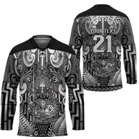 Custom New Zealand Taiaha Maori Hockey Jersey Kiwikiwi Minimalist Silver Fern Tukutuku Motif