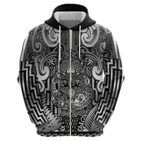 Custom New Zealand Taiaha Maori Hoodie Kiwikiwi Minimalist Silver Fern Tukutuku Motif