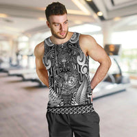 Custom New Zealand Taiaha Maori Men Tank Top Kiwikiwi Minimalist Silver Fern Tukutuku Motif