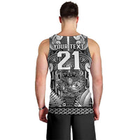 Custom New Zealand Taiaha Maori Men Tank Top Kiwikiwi Minimalist Silver Fern Tukutuku Motif