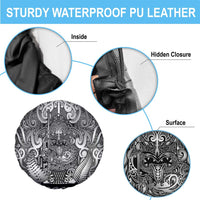 New Zealand Taiaha Maori Spare Tire Cover Kiwikiwi Minimalist Silver Fern Tukutuku Motif