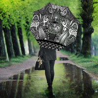 New Zealand Taiaha Maori Umbrella Kiwikiwi Minimalist Silver Fern Tukutuku Motif