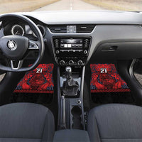 Custom New Zealand Taiaha Maori Car Mats Whero Minimalist Silver Fern Tukutuku Motif