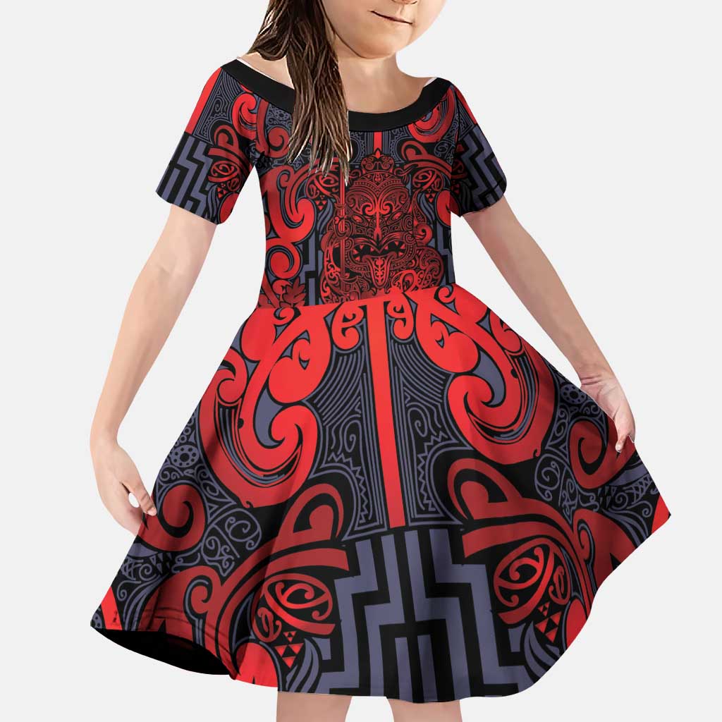Custom New Zealand Taiaha Maori Family Matching Long Sleeve Bodycon Dress and Hawaiian Shirt Whero Minimalist Silver Fern Tukutuku Motif