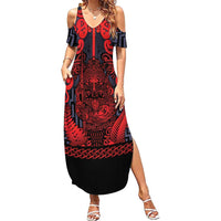 Custom New Zealand Taiaha Maori Family Matching Summer Maxi Dress and Hawaiian Shirt Whero Minimalist Silver Fern Tukutuku Motif